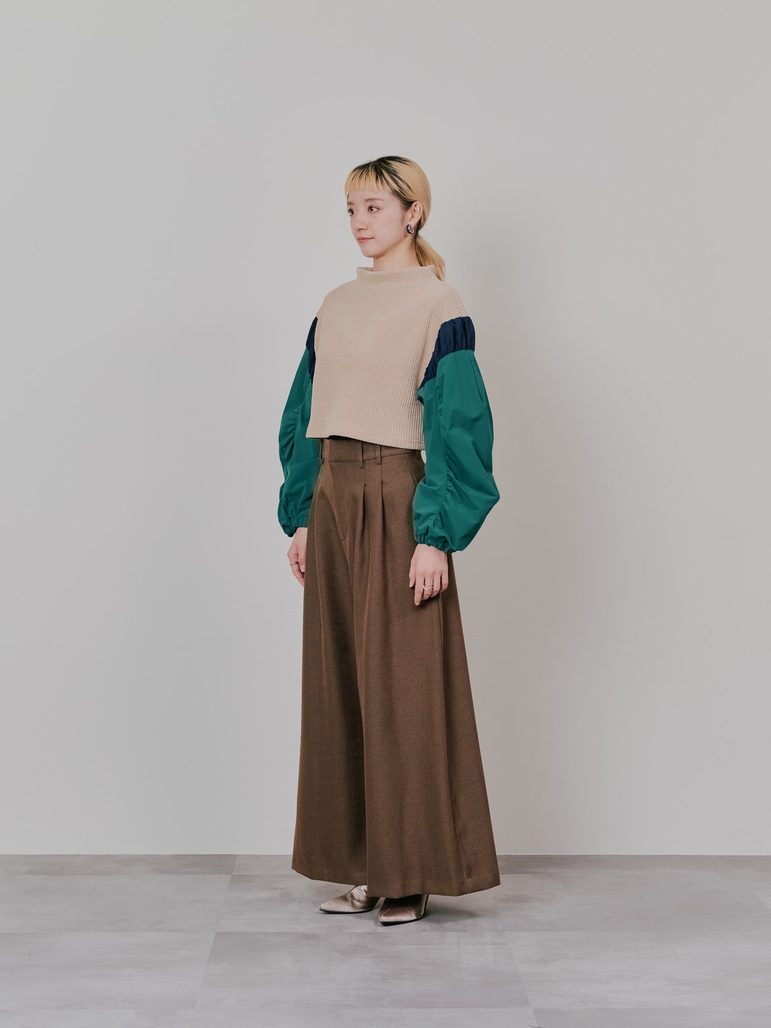 【-PRE SALE- 12/15 18:00まで!!】MA-1 スリーブコーデュロイライクニットソー [608316] beige