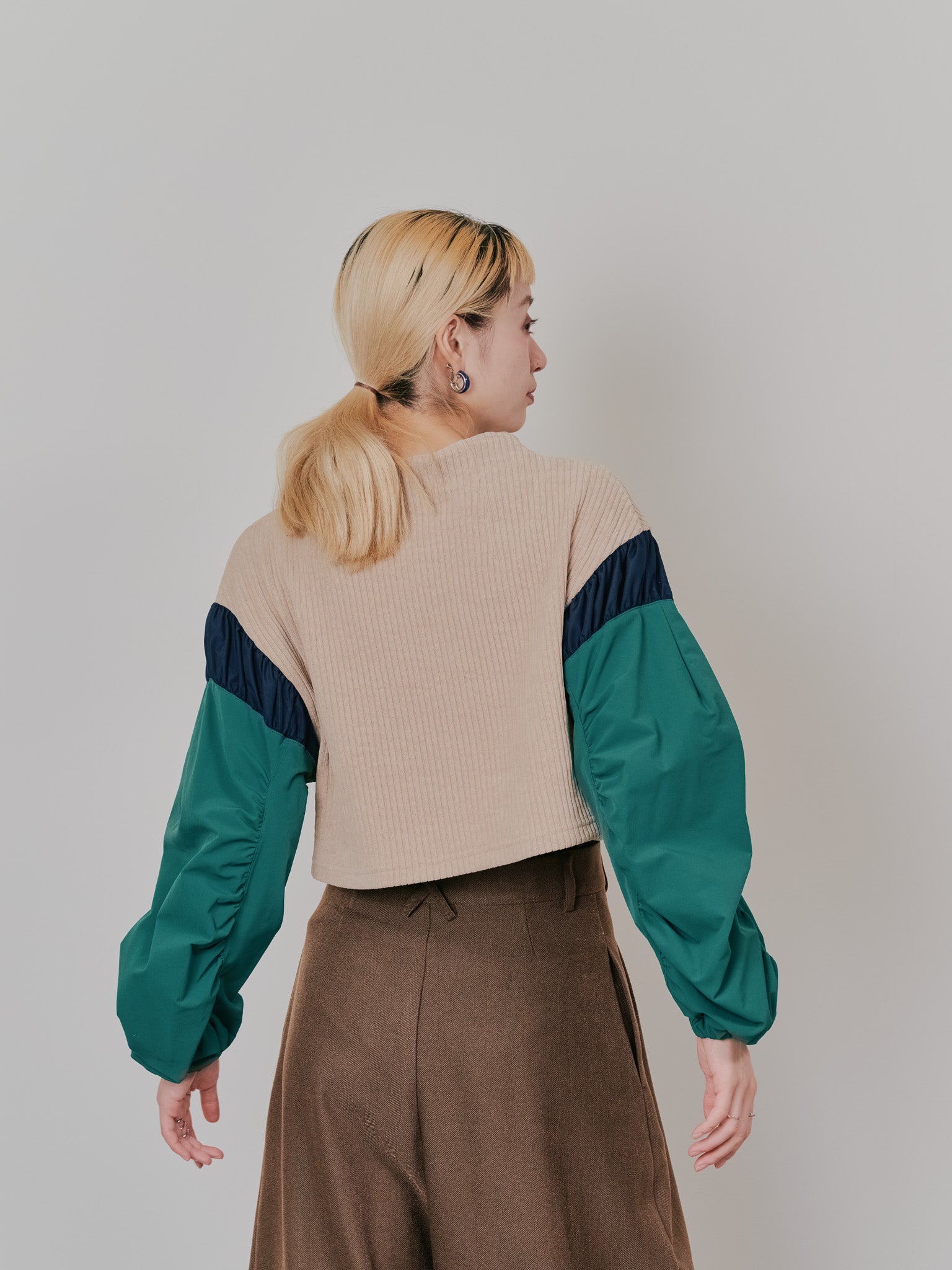 【-PRE SALE- 12/15 18:00まで!!】MA-1 スリーブコーデュロイライクニットソー [608316] beige