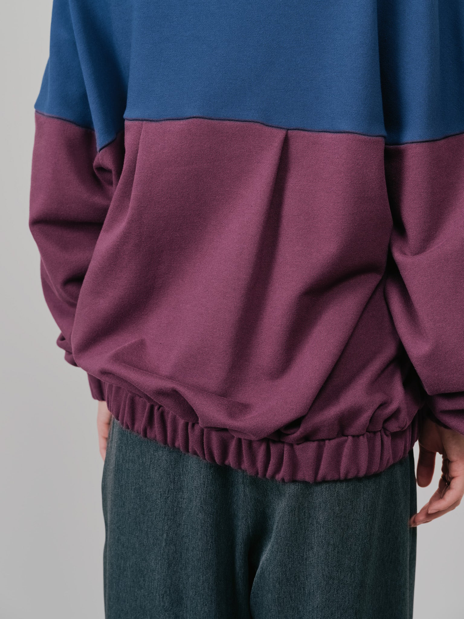 【SALE】配色スウェットギャザートップス [601449] wine