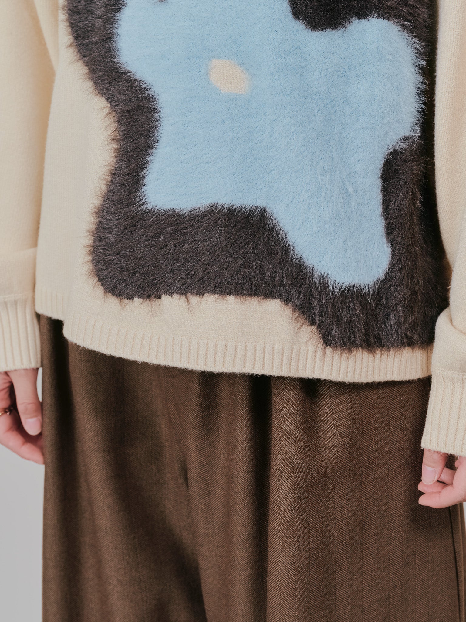 【SALE】フラワーモチーフニットトップス [601408] ecru