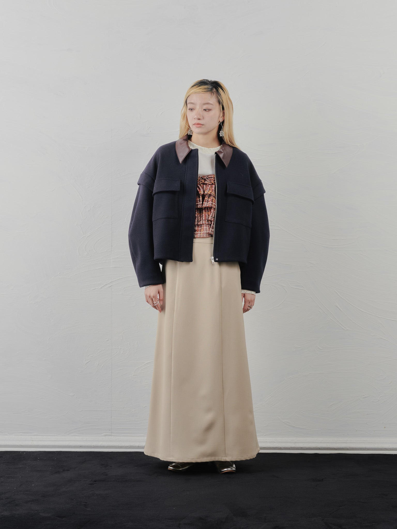 【-PRE SALE- 12/15 18:00まで!!】サスペンダー付ソフトAラインスカート [608328] light beige