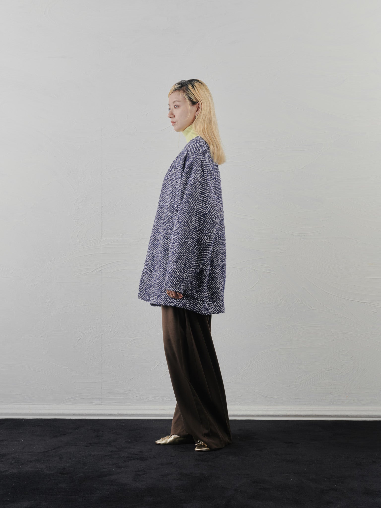 【SALE】サイドプリーツ配色ステッチパンツ [601375] brown