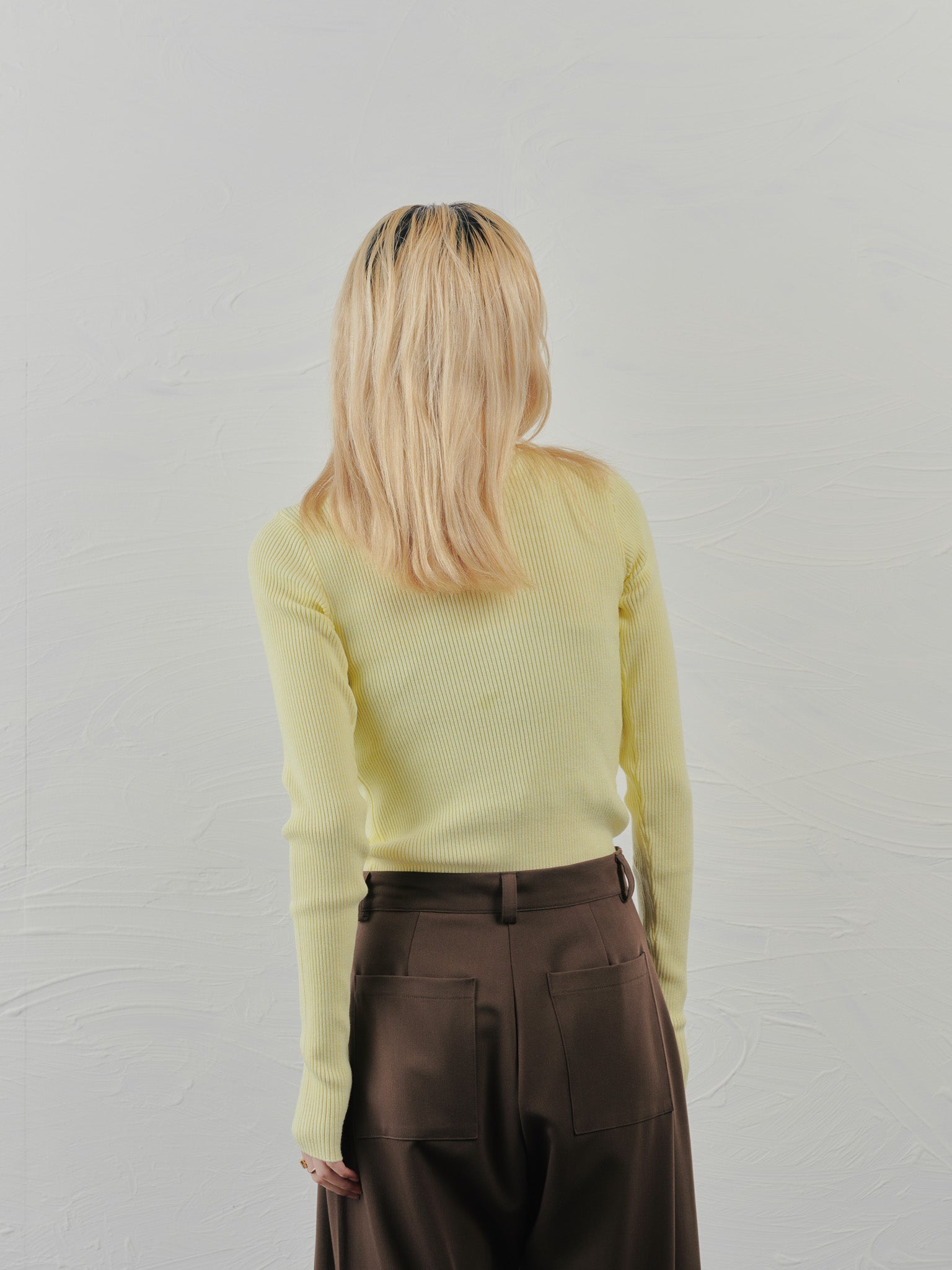 リブタートルニットトップス [605548] yellow