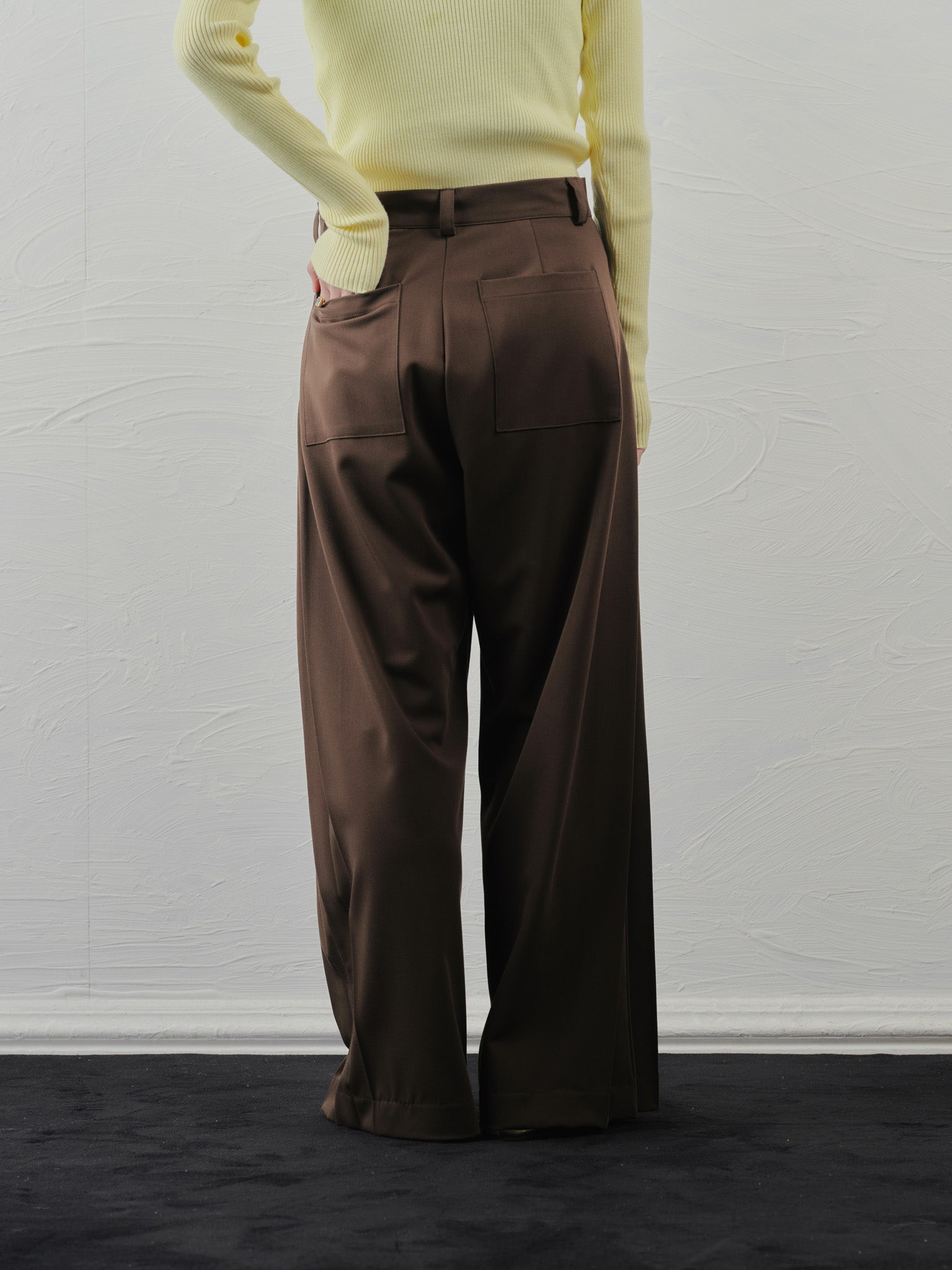 【SALE】サイドプリーツ配色ステッチパンツ [601375] brown