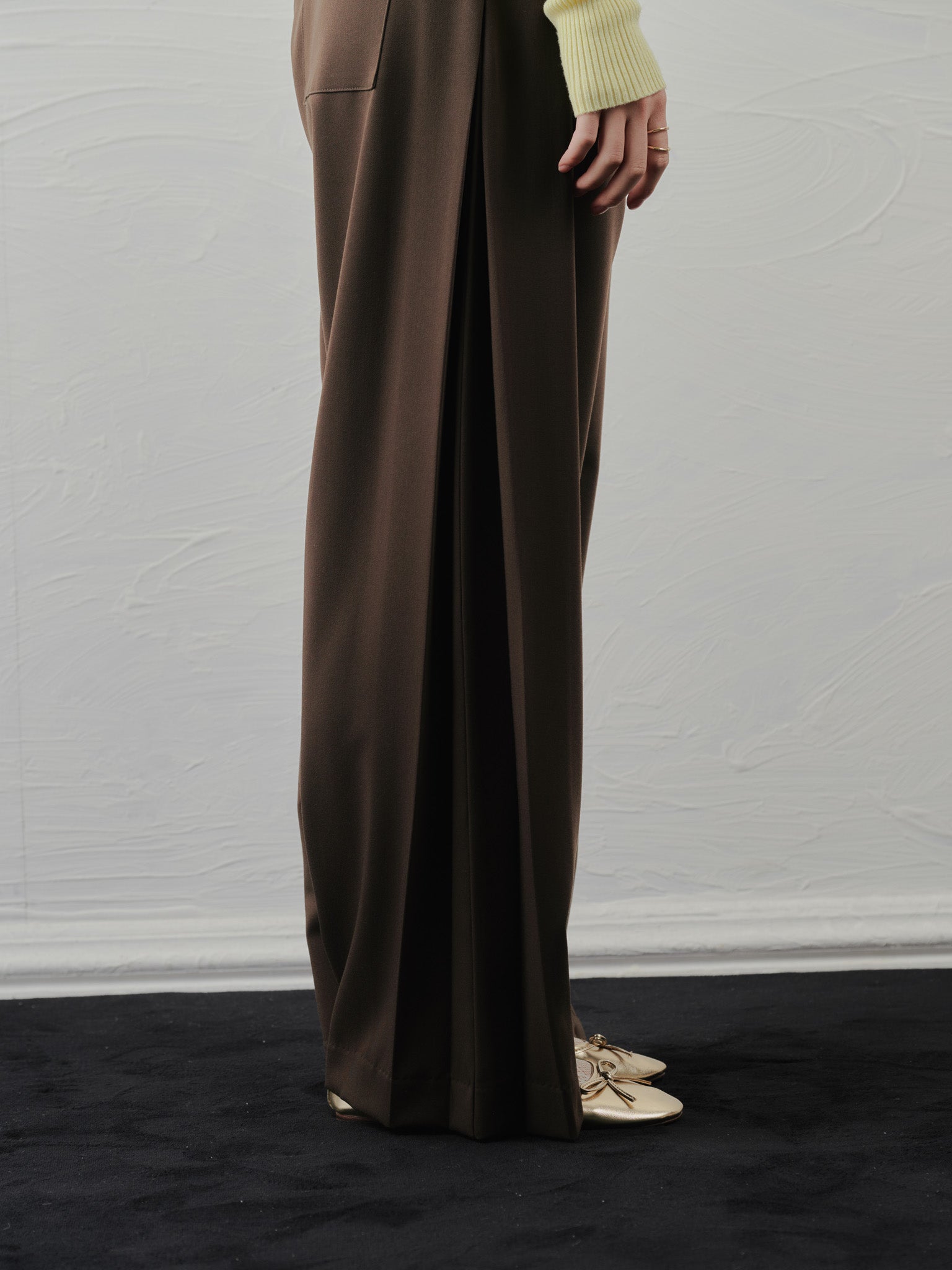 【SALE】サイドプリーツ配色ステッチパンツ [601375] brown