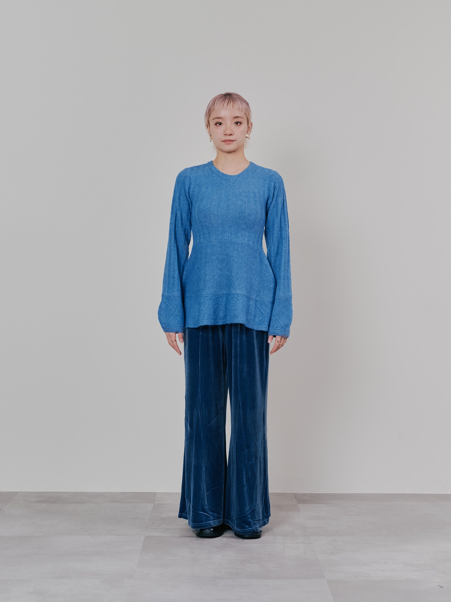 【SALE】ベロアフレアパンツ [601414] blue