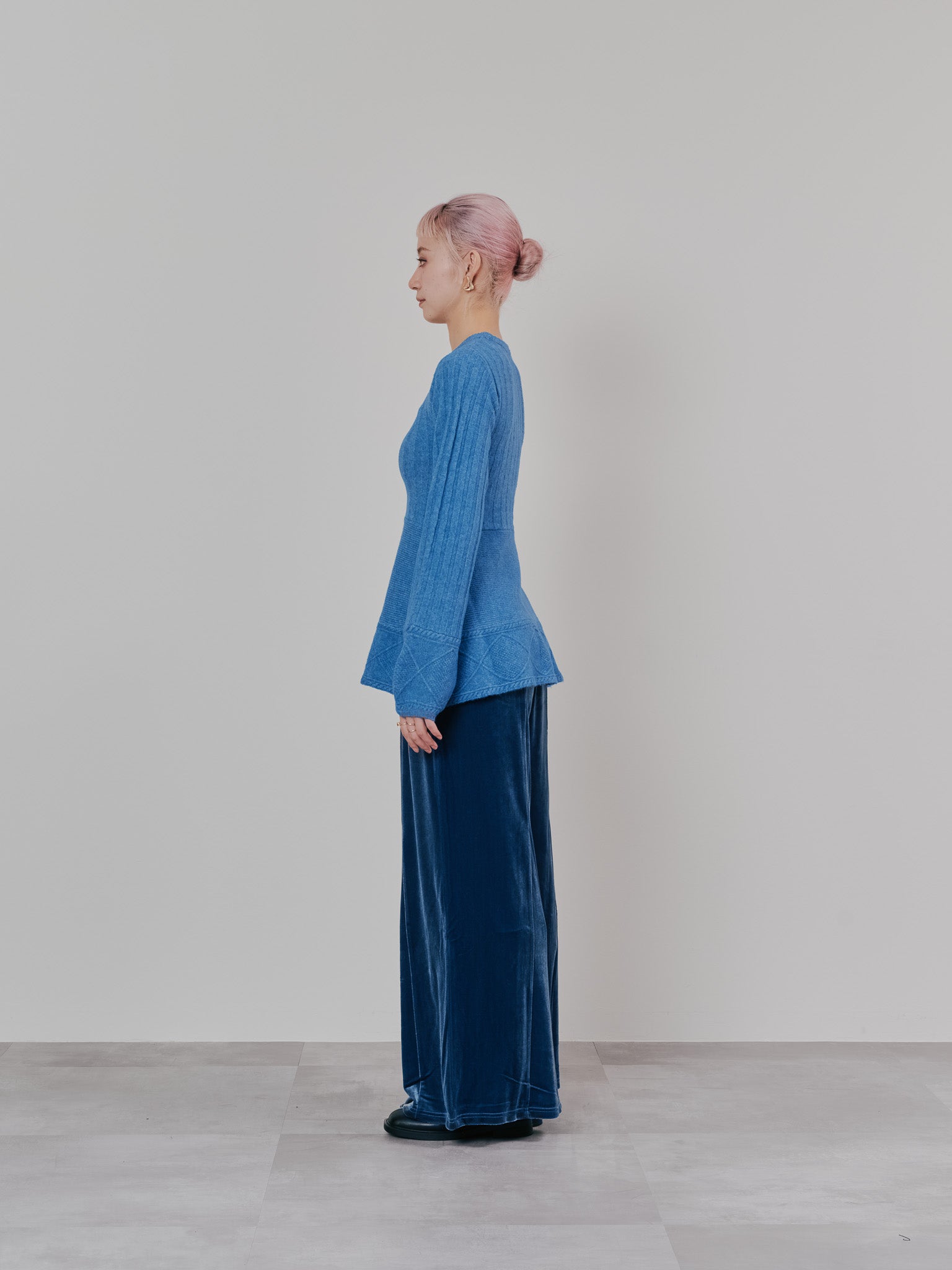 【SALE】ベロアフレアパンツ [601414] blue