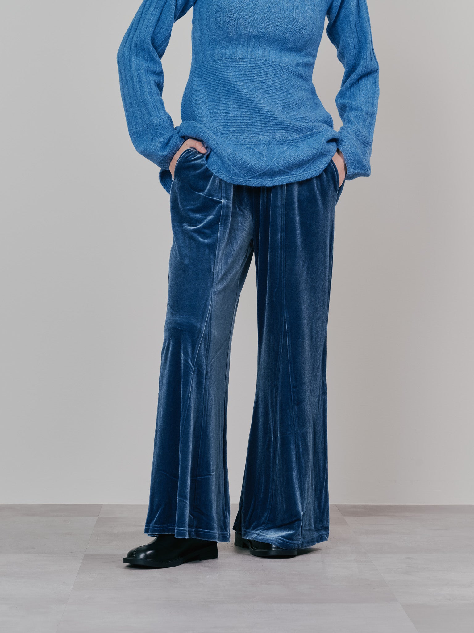 【SALE】ベロアフレアパンツ [601414] blue