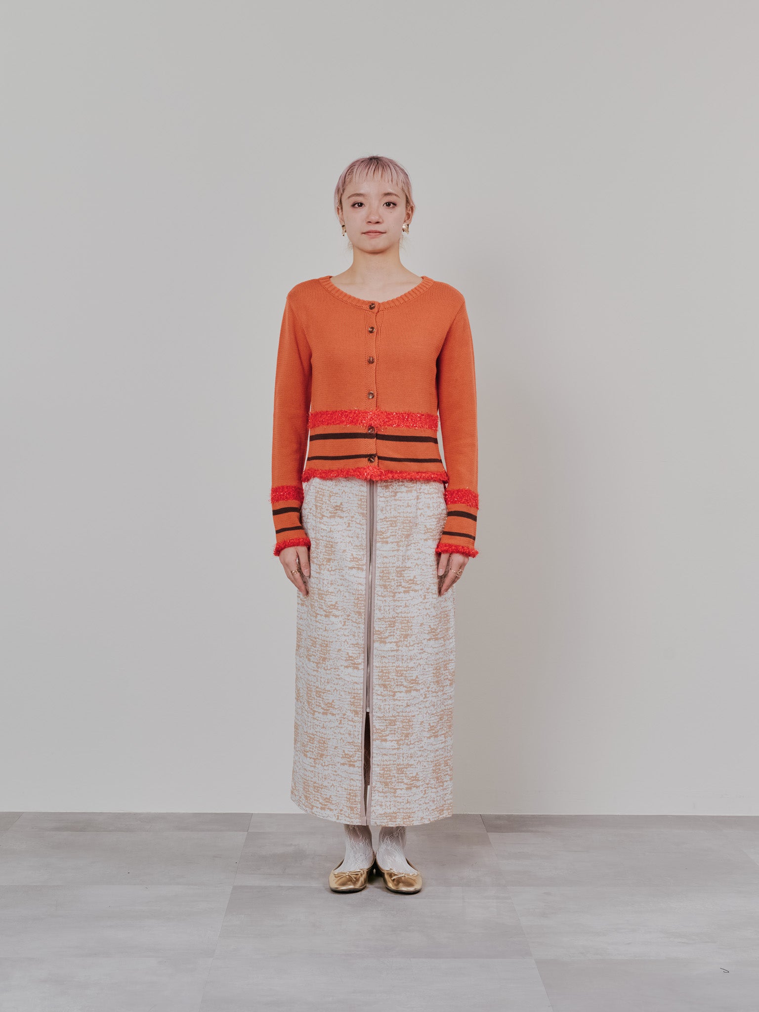 【SALE】パイピングジャガードタイトスカート [601360] beige