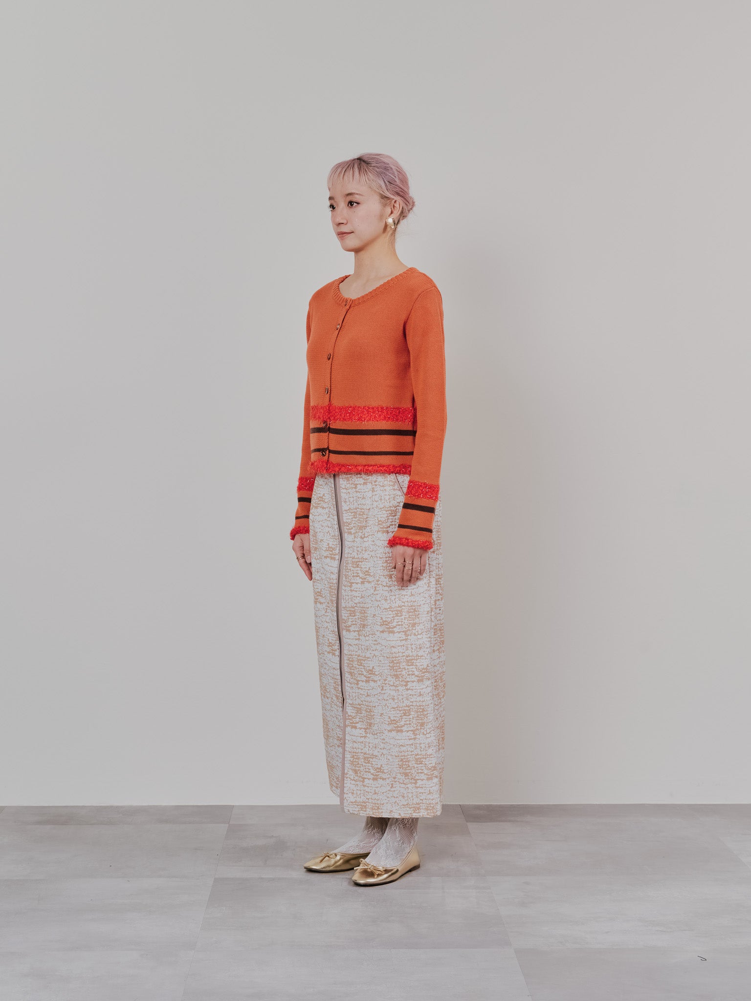 【SALE】パイピングジャガードタイトスカート [601360] beige