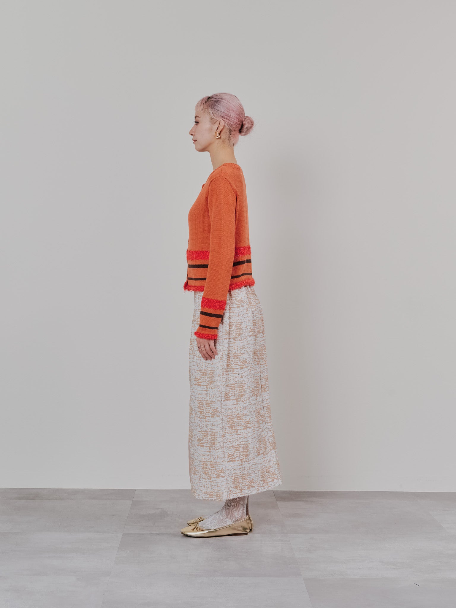 【SALE】パイピングジャガードタイトスカート [601360] beige