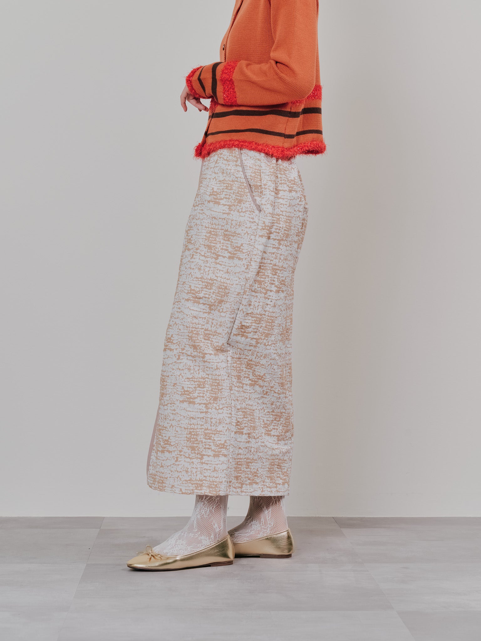 【SALE】パイピングジャガードタイトスカート [601360] beige