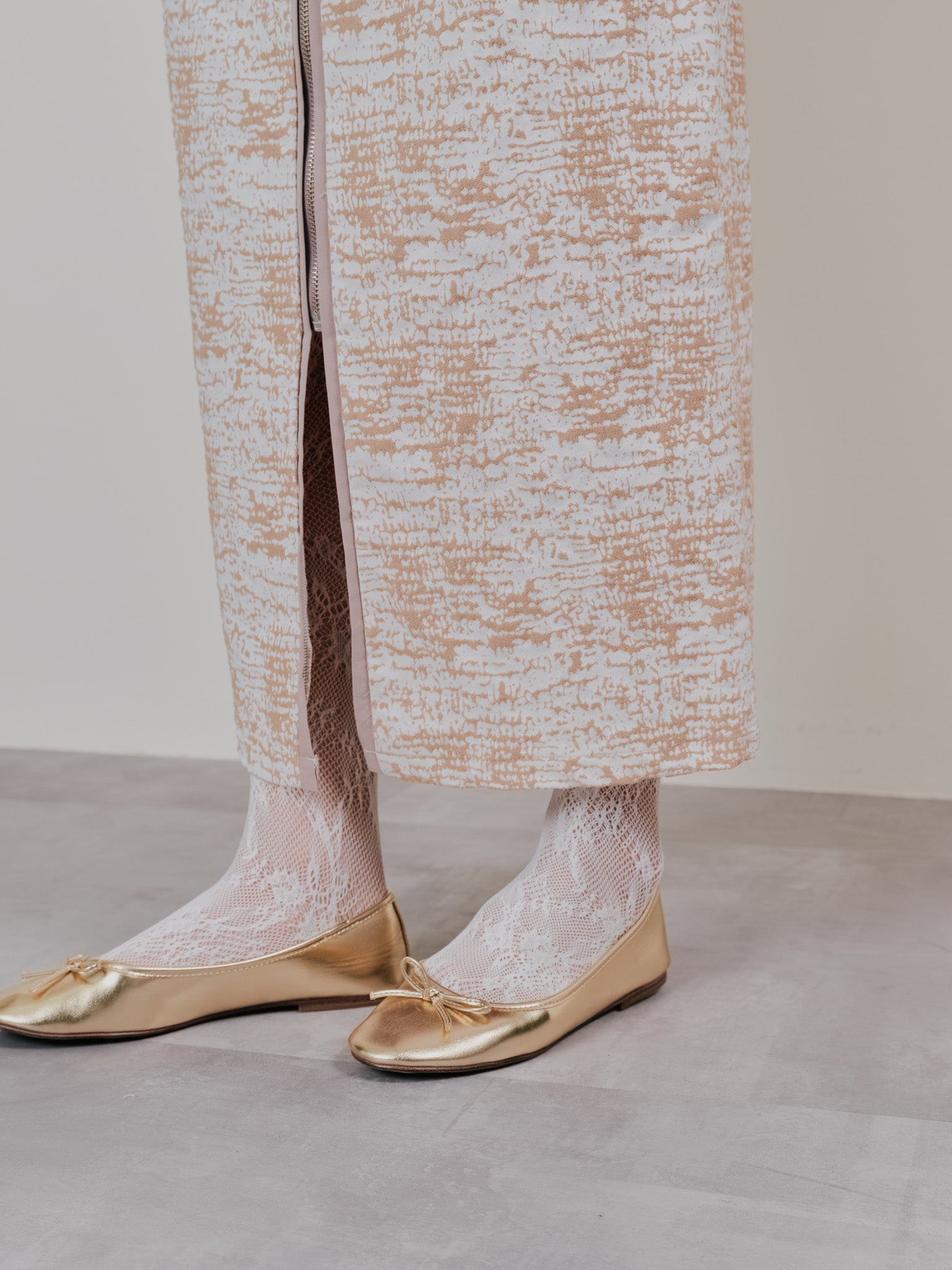 【SALE】パイピングジャガードタイトスカート [601360] beige