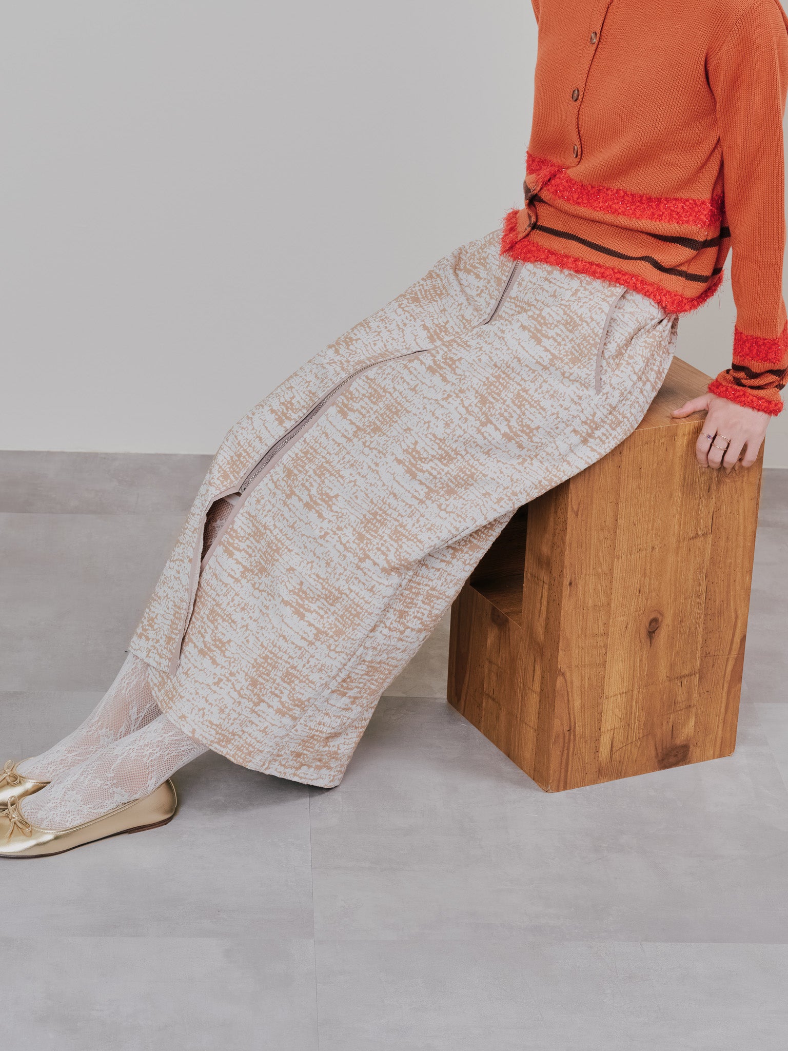 【SALE】パイピングジャガードタイトスカート [601360] beige