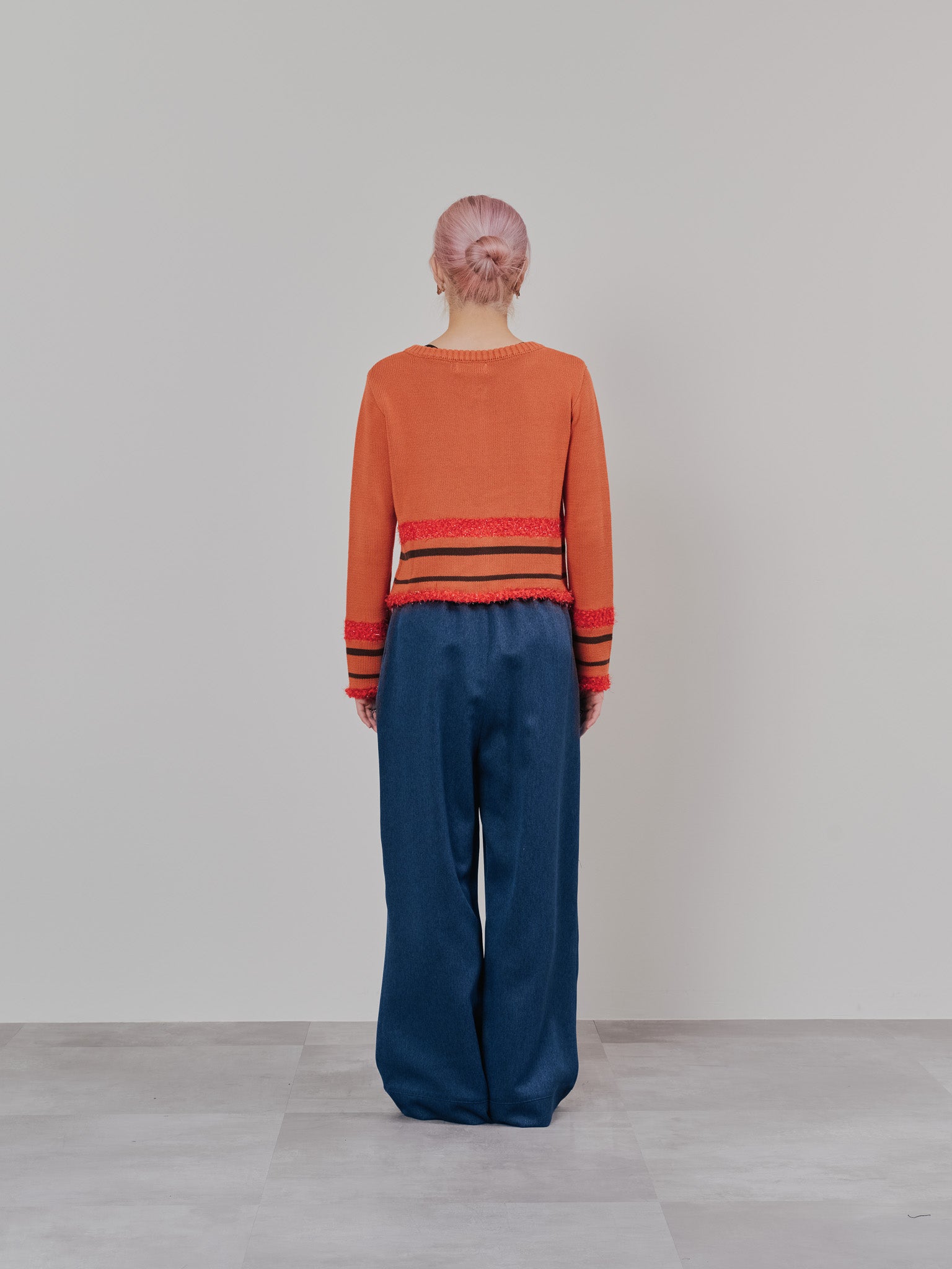 【SALE】フロントリボンワイドタックパンツ [603330] navy