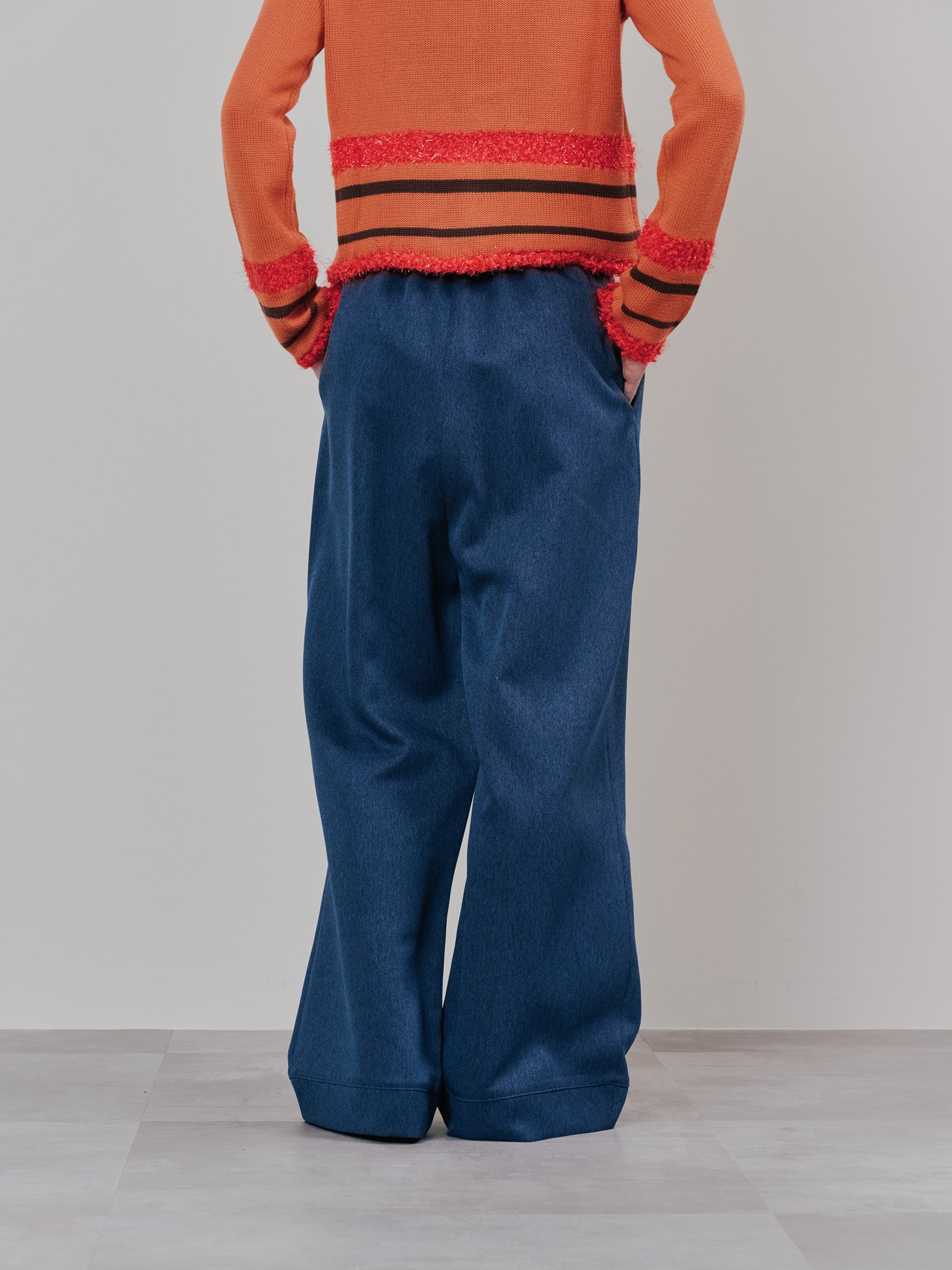 【SALE】フロントリボンワイドタックパンツ [603330] navy