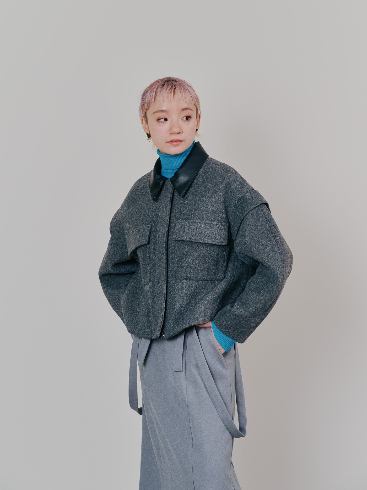 【SALE】2WAY配色カラーCPOジャケット [605545] charcoal