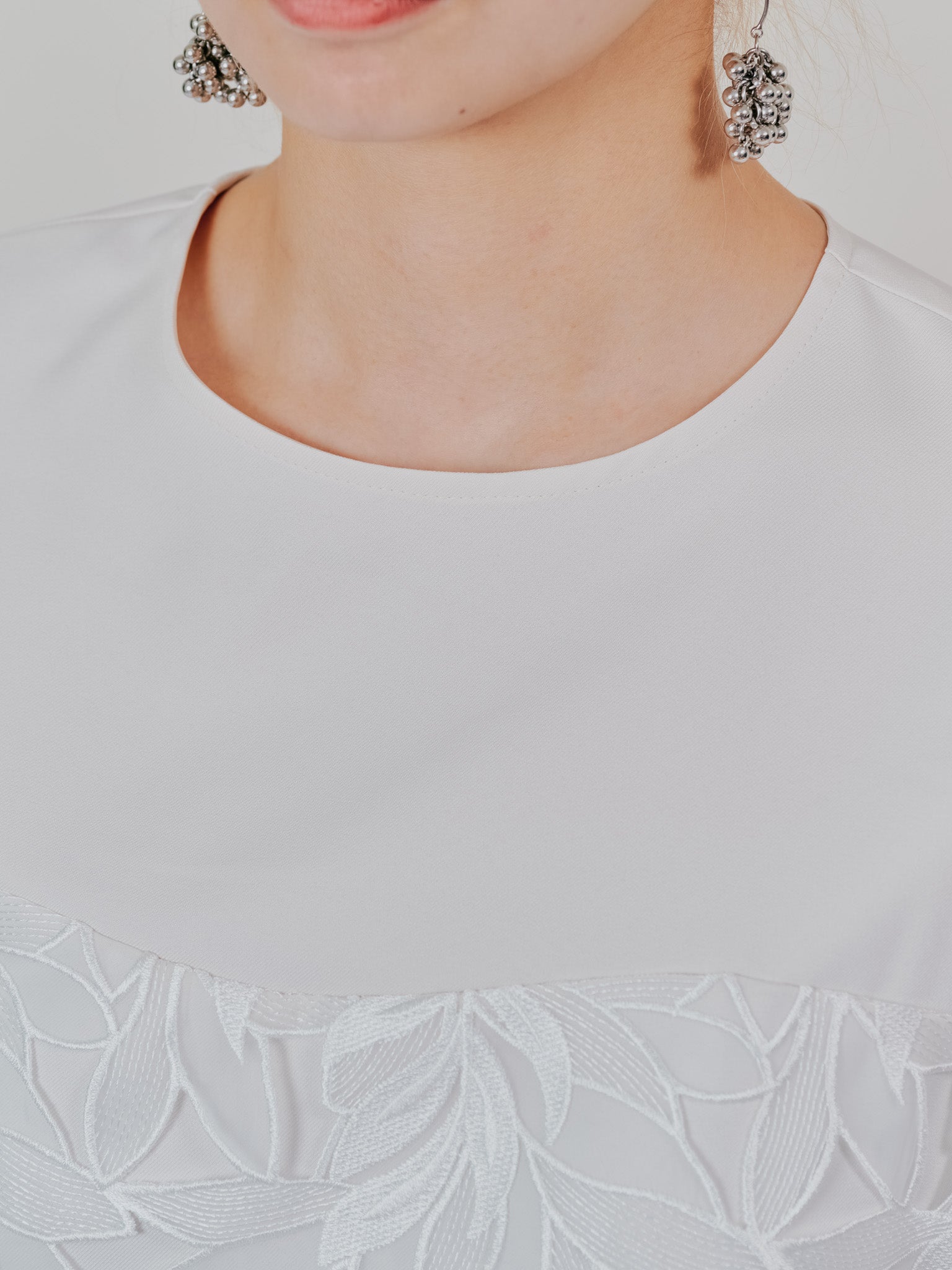 【SALE】リーフレースティアードトップス [608315] white