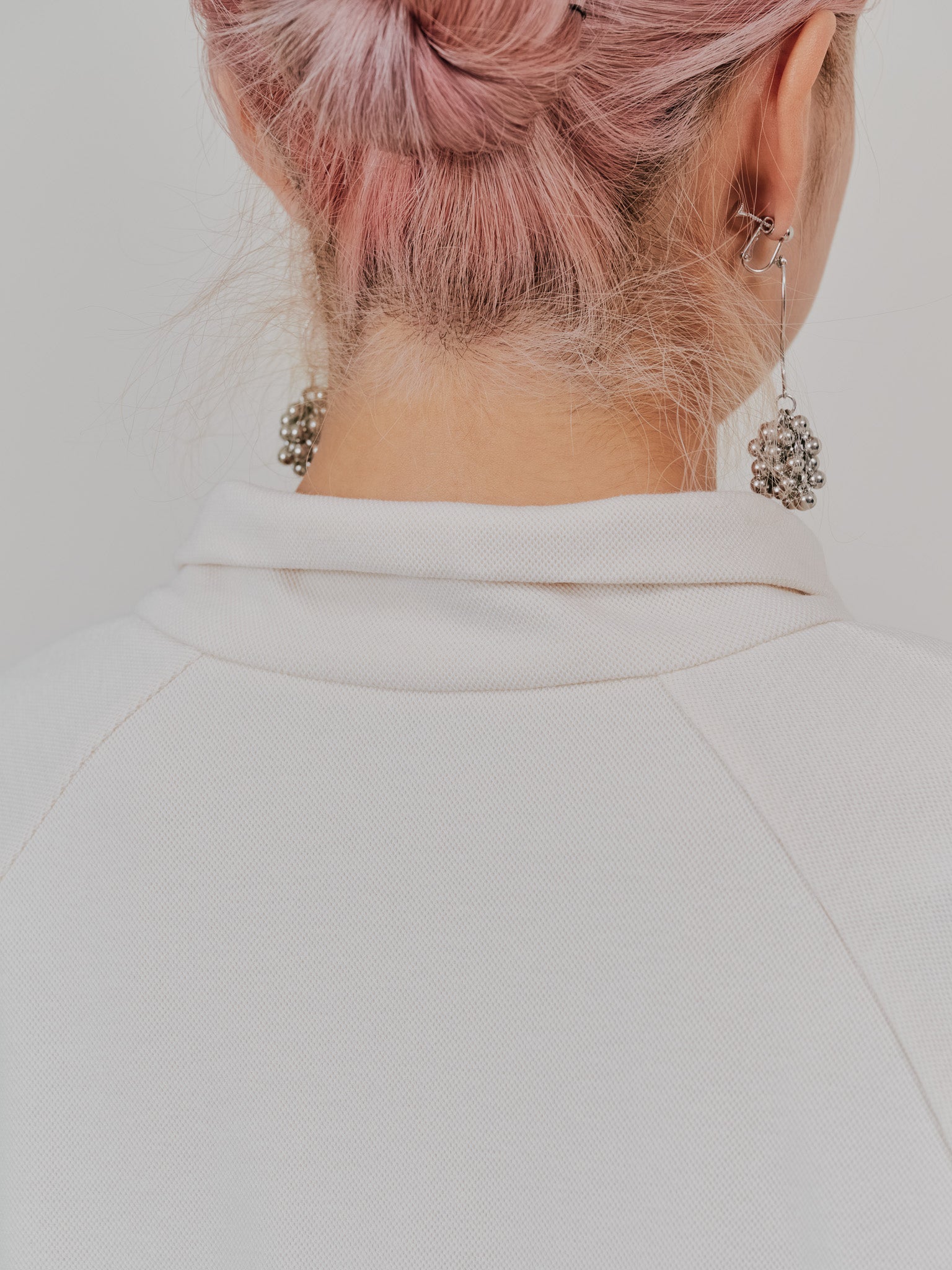 【SALE】ハーフジップ配色レーストップス [605529] ivory