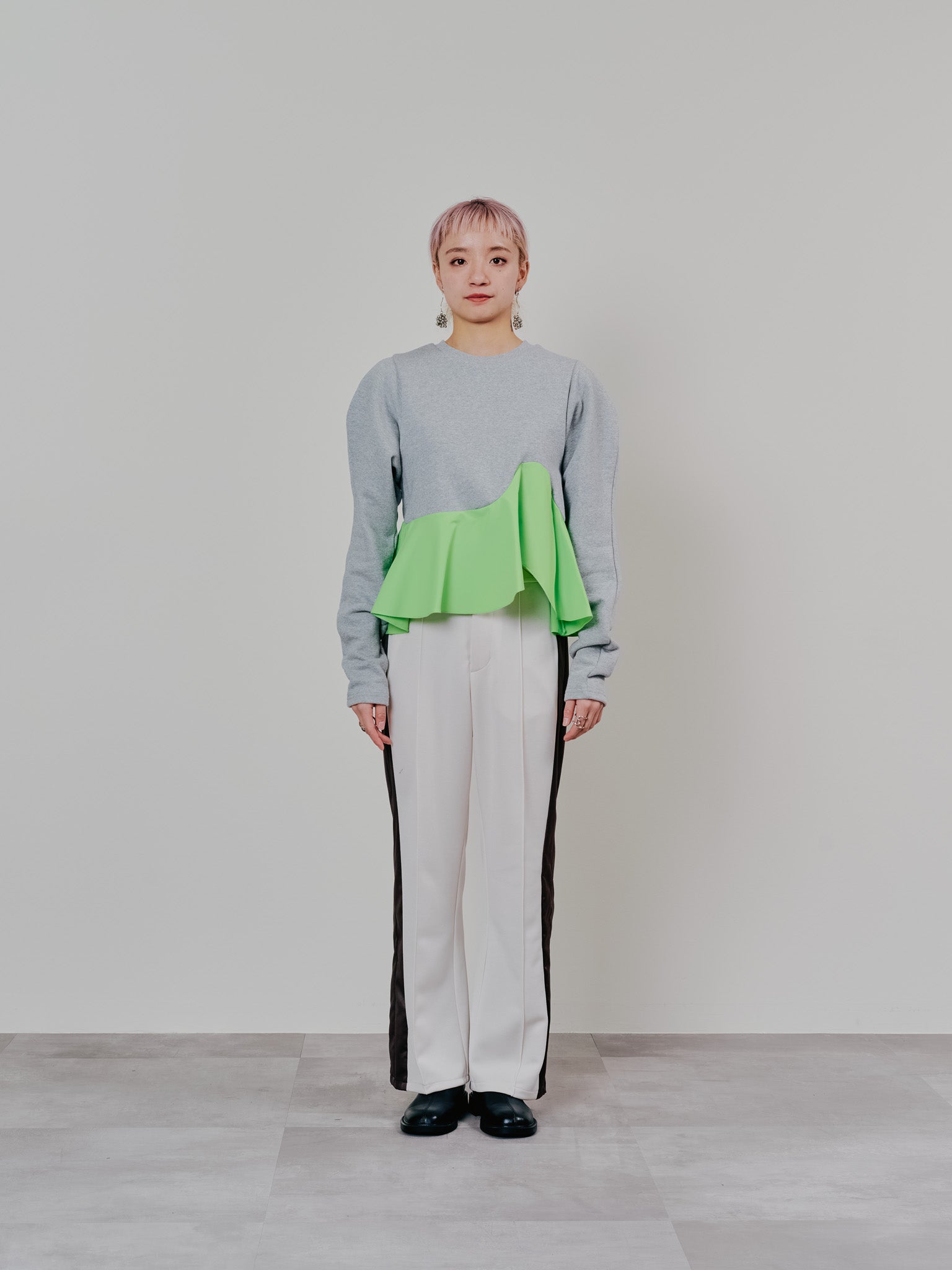 【SALE】配色サイドライントラックパンツ [603340] ivory