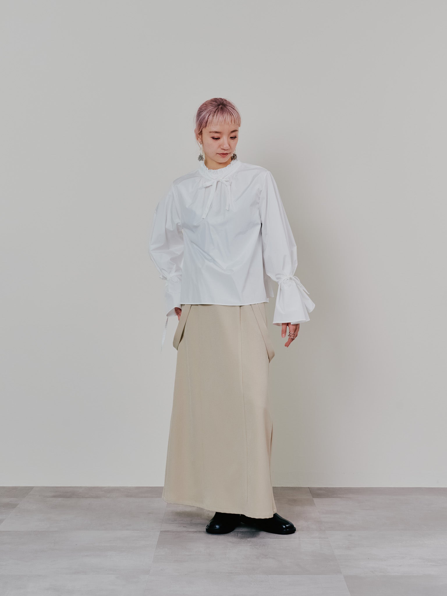 【SALE】ボータイ2WAYスリーブブラウス [601373] off