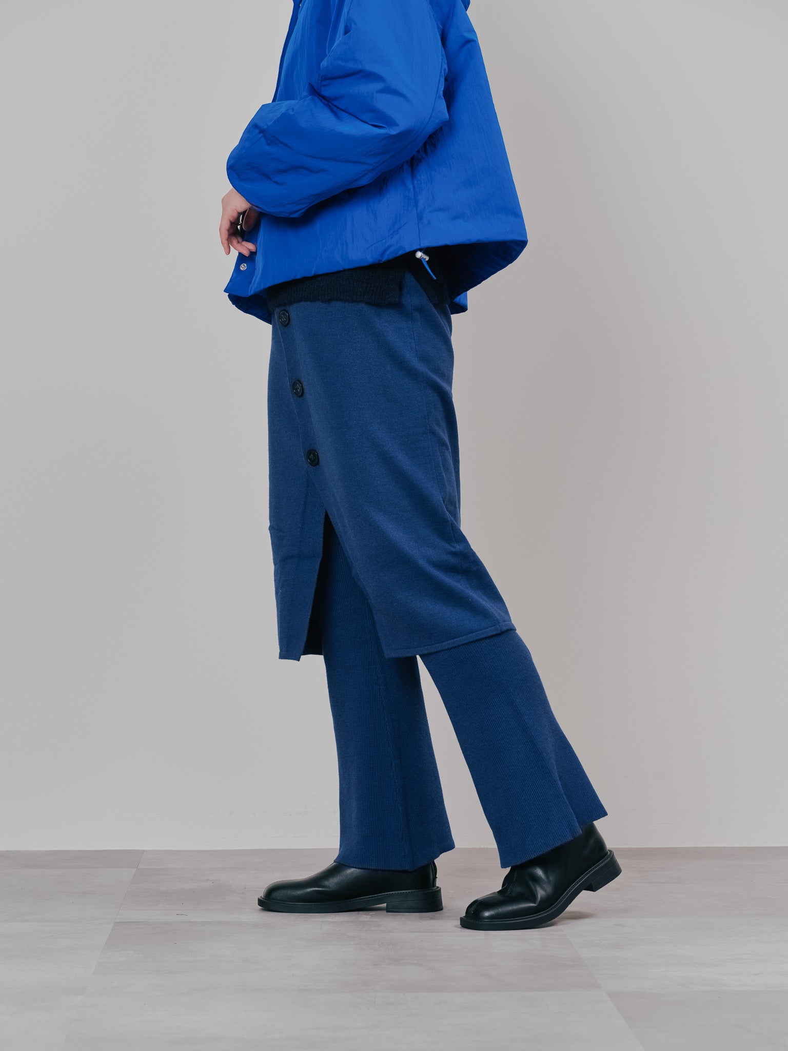 【SALE】スカートレイヤードニットパンツ [601415] blue