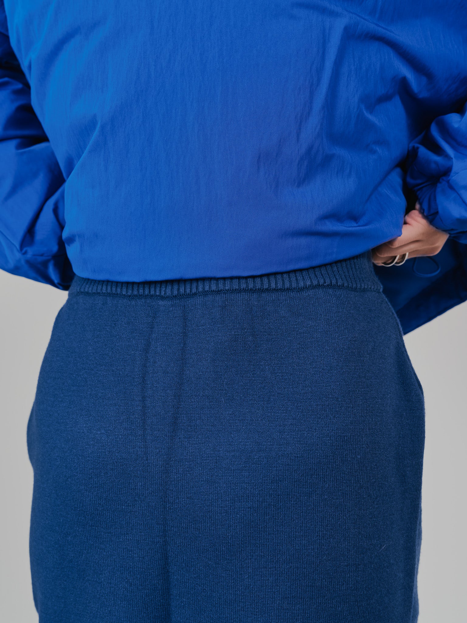 【SALE】スカートレイヤードニットパンツ [601415] blue