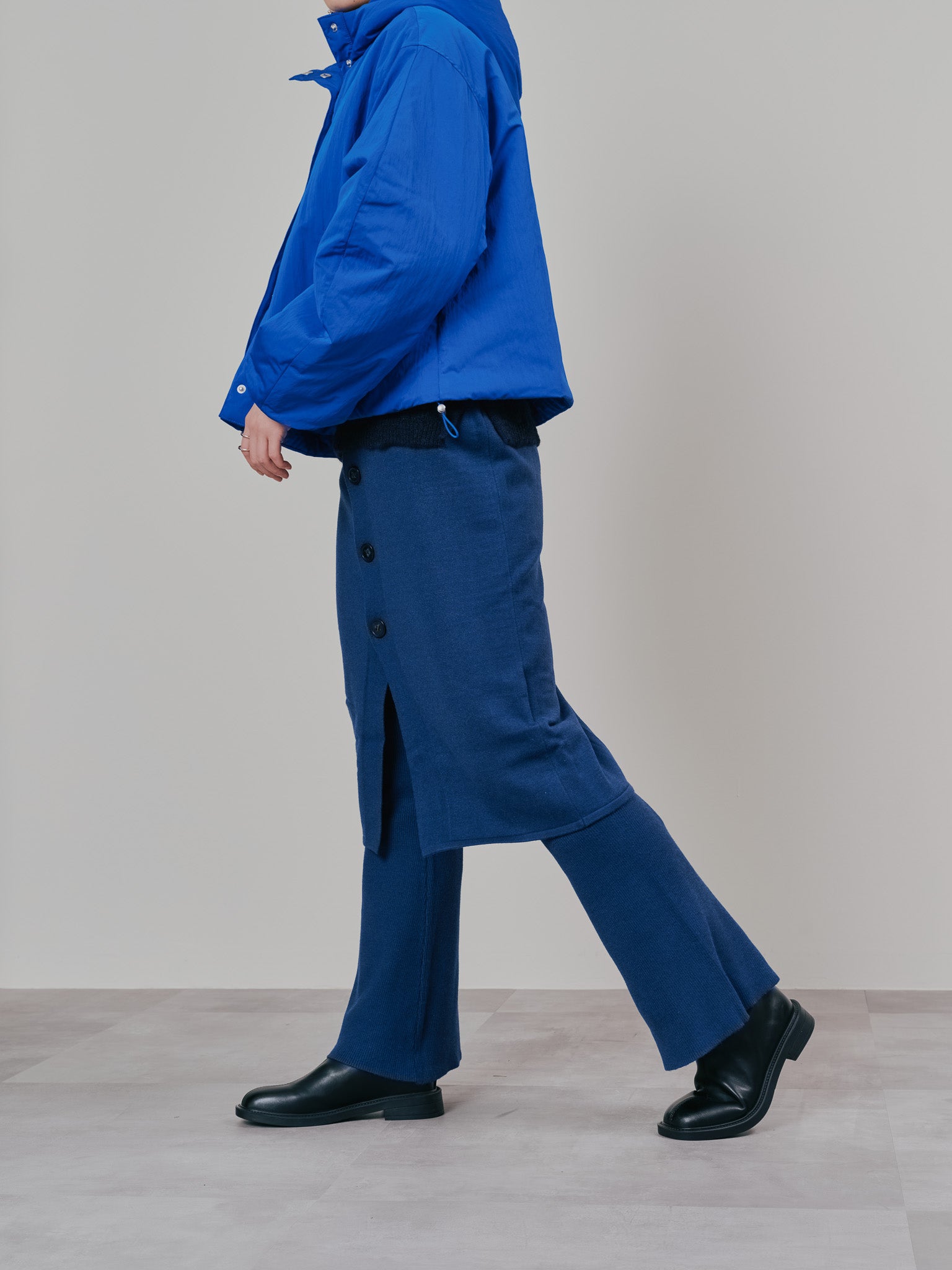 【SALE】スカートレイヤードニットパンツ [601415] blue