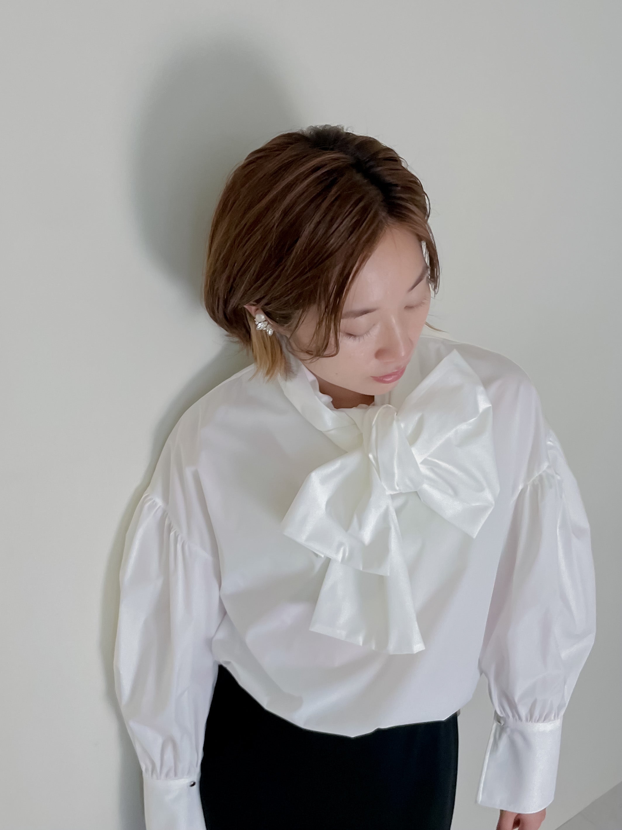 スピアspia big ribbon blouse スピア ビッグリボンブラウス - シャツ