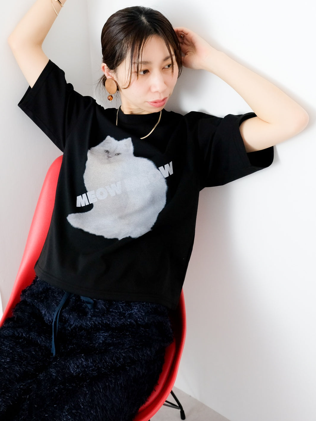 【オリジナルプリント】CATプリントTシャツ　[600973]